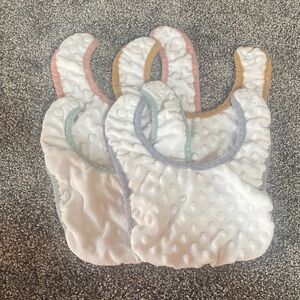 Soft Baby Bib Set - White with Pastel Trim